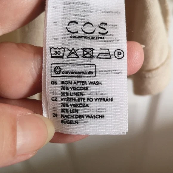 Cos Beige Linen Blend Tshirt, Size S - Picture 7 of 8